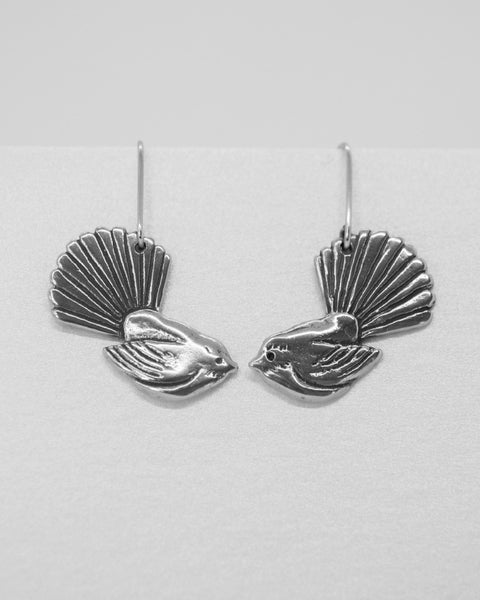 The Fantail House, Made in NZ, Stone Arrow, Fantail Earrings, Recycled Silver