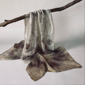 Silk, scarf, botanical, print, rose, handmade