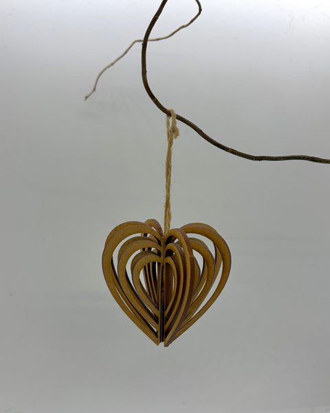Wooden hanging decoration of a heart