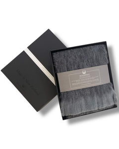 Masterweave, The Fantail House, Made in NZ, Made in Aotearoa, NZ made, Alpaca scarf, Luxury scarf, Winter scarf, The Fantail House, Grey and black marle , Gift box