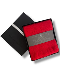 Masterweave, The Fantail House, Made in NZ, Made in Aotearoa, NZ made, Alpaca scarf, Luxury scarf, Winter scarf, The Fantail House, Red, Gift box