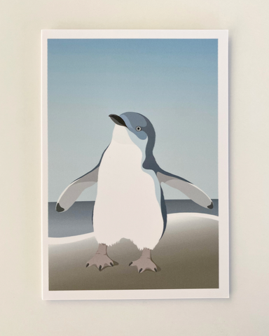 greeting, card, little, blue, penguin, Cathy, Hansby
