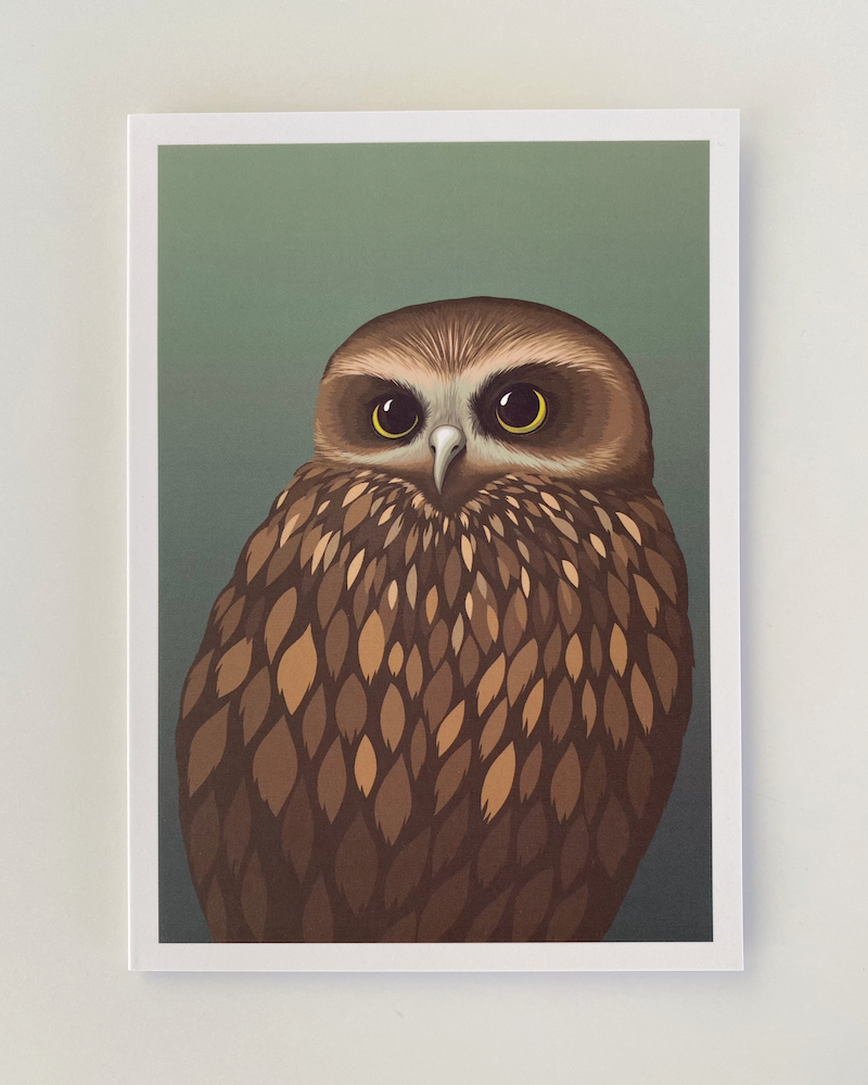 greeting, card, Cathy, Hansby, Morepork, ruru