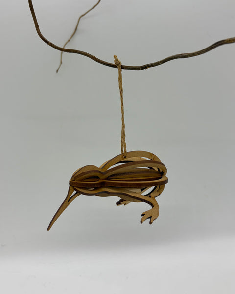 Wooden hanging decoration of a kiwi bird