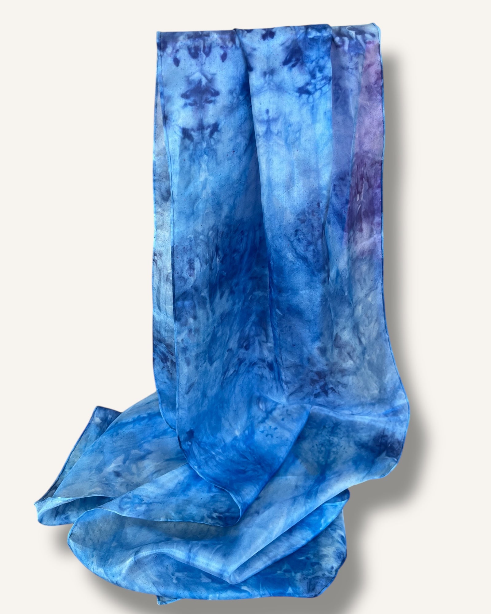The Fantail House, Blue, Hand Dyed, Made in NZ, Hand Made, Silk Scarf, Aotearoa