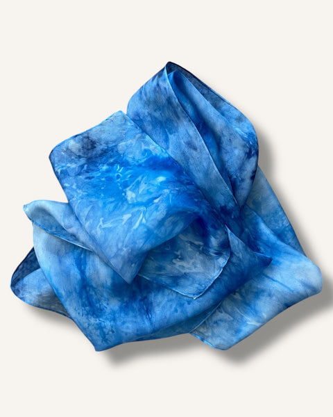 The Fantail House, Blue, Hand Dyed, Made in NZ, Hand Made, Silk Scarf, Aotearoa