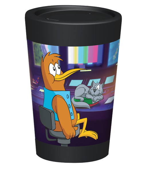 Coffee tumbler with New Zealand 'Goodnight Kiwi' cartoon design