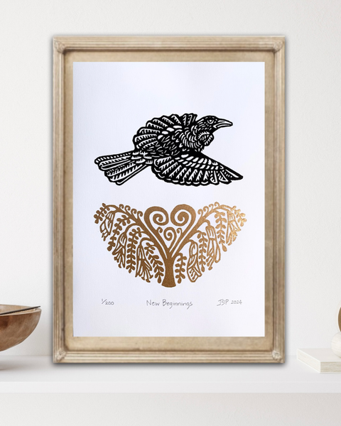 The Fantail House, Artist, Jessica Scott-Peterson, Tui, Bird, New, Beginnings, Art, Print