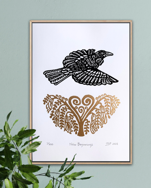 The Fantail House, Artist, Jessica Scott-Peterson, Tui, Bird, New, Beginnings, Art, Print