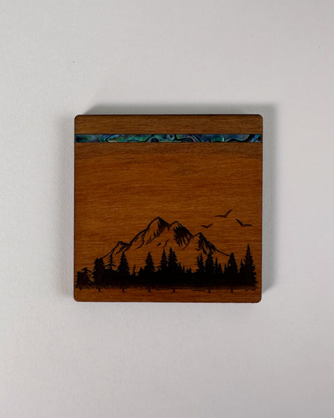 The Fantail House, Rimu, Paua, Native wood, Made in NZ, Coasters, Mountain