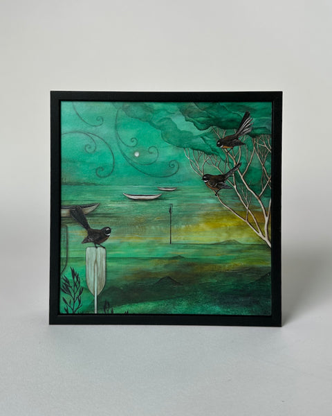 The Fantail House, Made in New Zealand, Kathryn Furniss, Twilight, Trio, Art, Print, Box, Frame