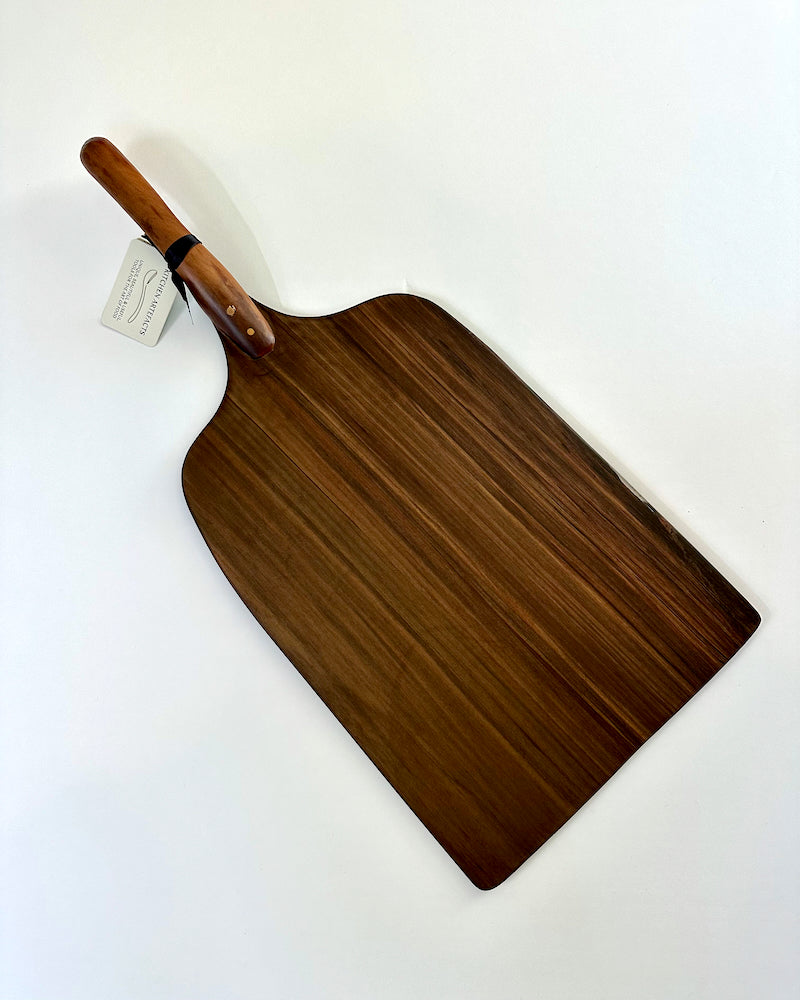 The Fantail House, Made in New Zealand, Swamp Kauri, Volcanic, Totara, Serving tray, Canape server, Pizza Peel, Kitchen Artefacts