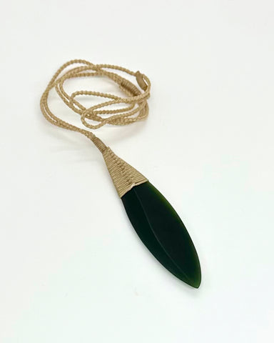 The Fantail House, Greenstone, pounamu, pendant, necklace,  leaf design, unique
