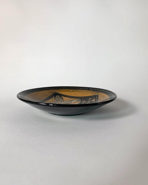 The Fantail House, Made in New Zealand, Hand-painted, Ceramic, Platter, Brown, Tapa