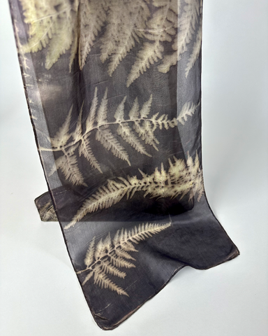 The Fantail House, Silk, Scarf, Botanical print, Made in NZ, NZ Fern print