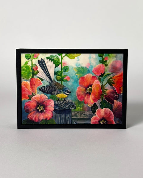 The Fantail House, Made in New Zealand, Irina, Velman, Hollyhocks Art, Print, Box, Frame