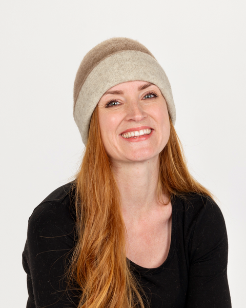 The Fantail House, Made in New Zealand,  Native World, Possum Merino, Reversible Beanie, Mink