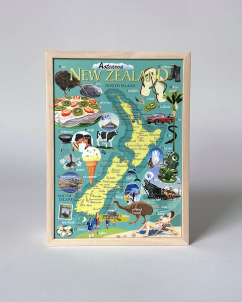 The Fantail House, Made in New Zealand, NZ, Map, Art, Print, Box, Frame