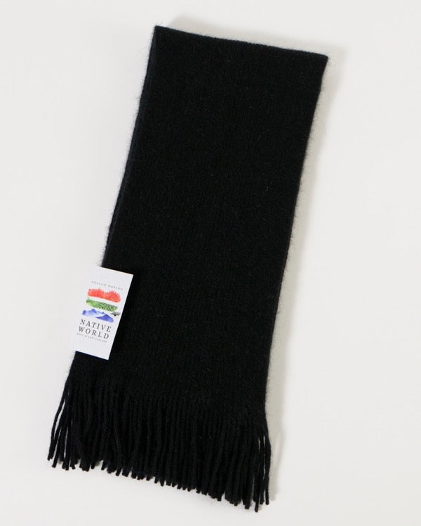 The Fantail House, Native World, Made in New Zealand, Possum Merino, Plain Scarf, Black