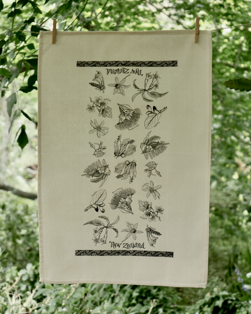 The Fantail House, Made in NZ, Tea Towels, Cotton, Flora