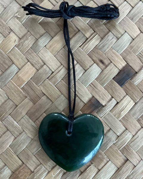 Greenstone, Pounamu, Heart, Medium Size, Your taonga, Pendant, NZ Made, Made in Aotearoa, The Fantail House