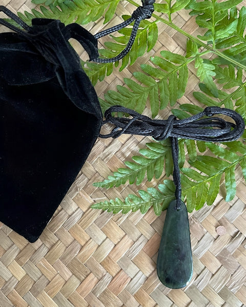 Greenstone, Pounamu, Pendant, Kuru, Drop, Made in Aotearoa, Carved, NZ made, The Fantail House