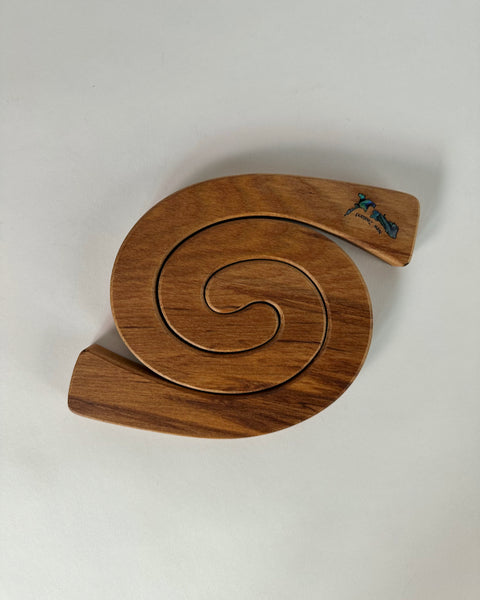 The Fantail House, Romeyn, Made in NZ, Rimu, Table, Mat, Trivet, Paua, Shell, Koru design, NZ Map