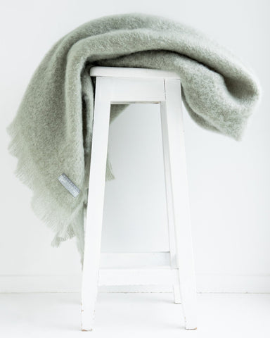 The Fantail House, Made in NZ, Windermere Mohair Throw, Blanket, Sage
