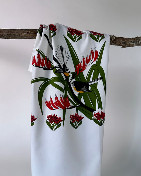 The fantail house, kiwiana, Fantail,  bird, tea, towel, printed in NZ