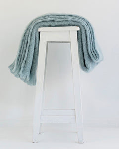 The Fantail House, Made in NZ, Windermere Mohair Throw, Blanket, Glacier