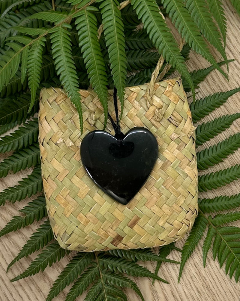 The Fantail House, NZ Greenstone, pounamu, heart, pendant, hand carved in NZ, Made in NZ