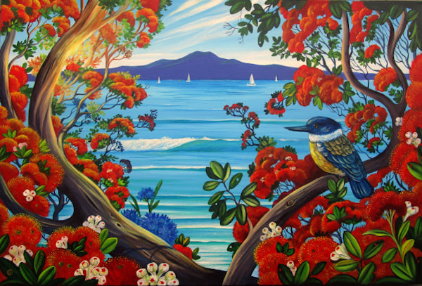 The Fantail House, Made in New Zealand, Irina, Velman, Rangitoto Island View, box, frame, art, print