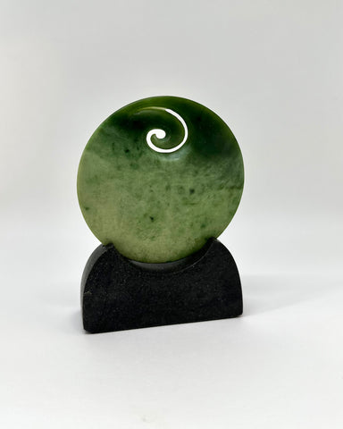 The Fantail House, Greenstone, pounamu, jade, sculpture, koru, disc