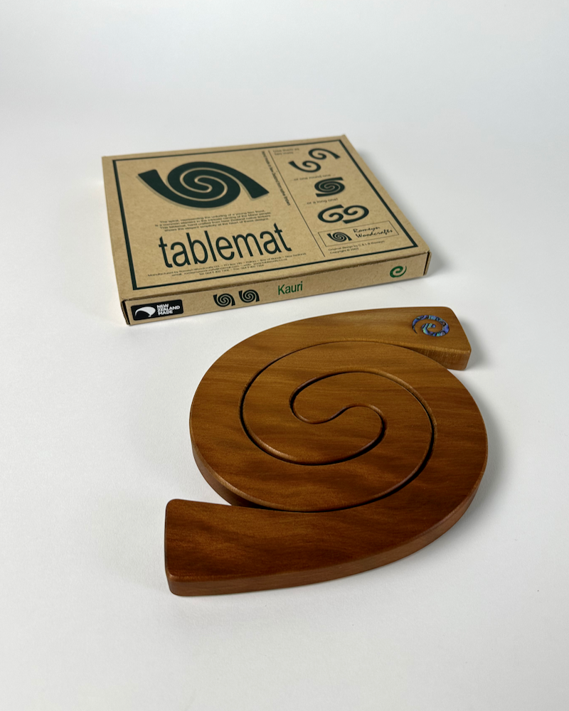 Rimu Wooden Table Mat - Koru with Paua Shell – The Fantail House