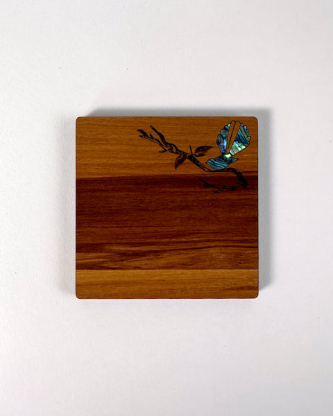 The Fantail House, Rimu, Paua, Native wood, Made in NZ, Coasters, NZ, Native, Birds, Fantail