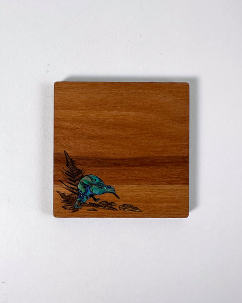 The Fantail House, Rimu, Paua, Native wood, Made in NZ, Coasters, NZ, Native, Birds, Kiwi