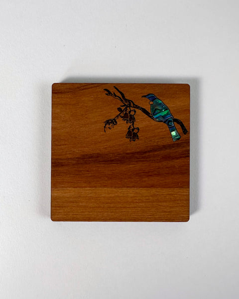 The Fantail House, Rimu, Paua, Native wood, Made in NZ, Coasters, NZ, Native, Birds, Tui