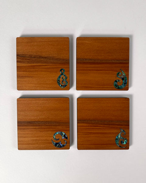 The Fantail House, Rimu, Paua, Native wood, Made in NZ, Coasters, NZ