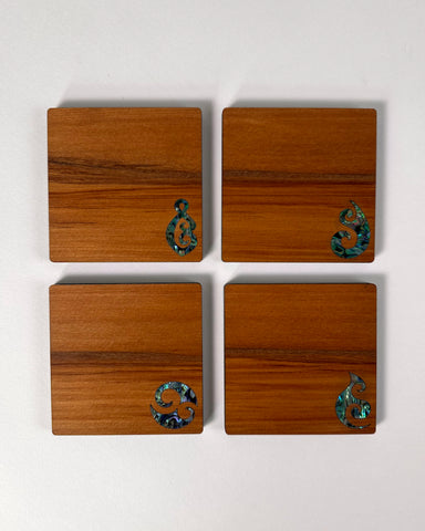 The Fantail House, Rimu, Paua, Native wood, Made in NZ, Coasters, NZ