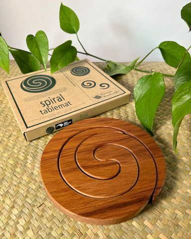 The Fantail House, Romeyn, Made in NZ, Kauri, Trivet,  Table, Mat, Koru design