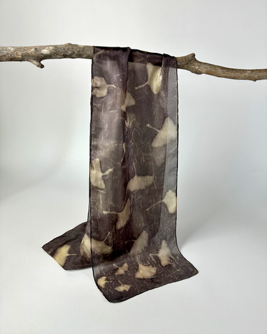 The Fantail House, Silk, Scarf, Botanical print, Made in NZ, Gingko, print