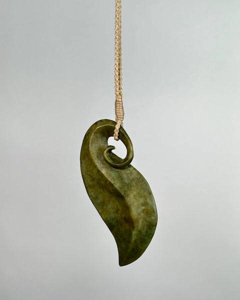 The Fantail House, Greenstone, pounamu, pendant, necklace,  leaf design, unique
