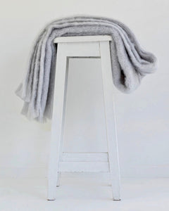 The Fantail House, Made in NZ, Windermere Mohair Throw, Blanket, Silver