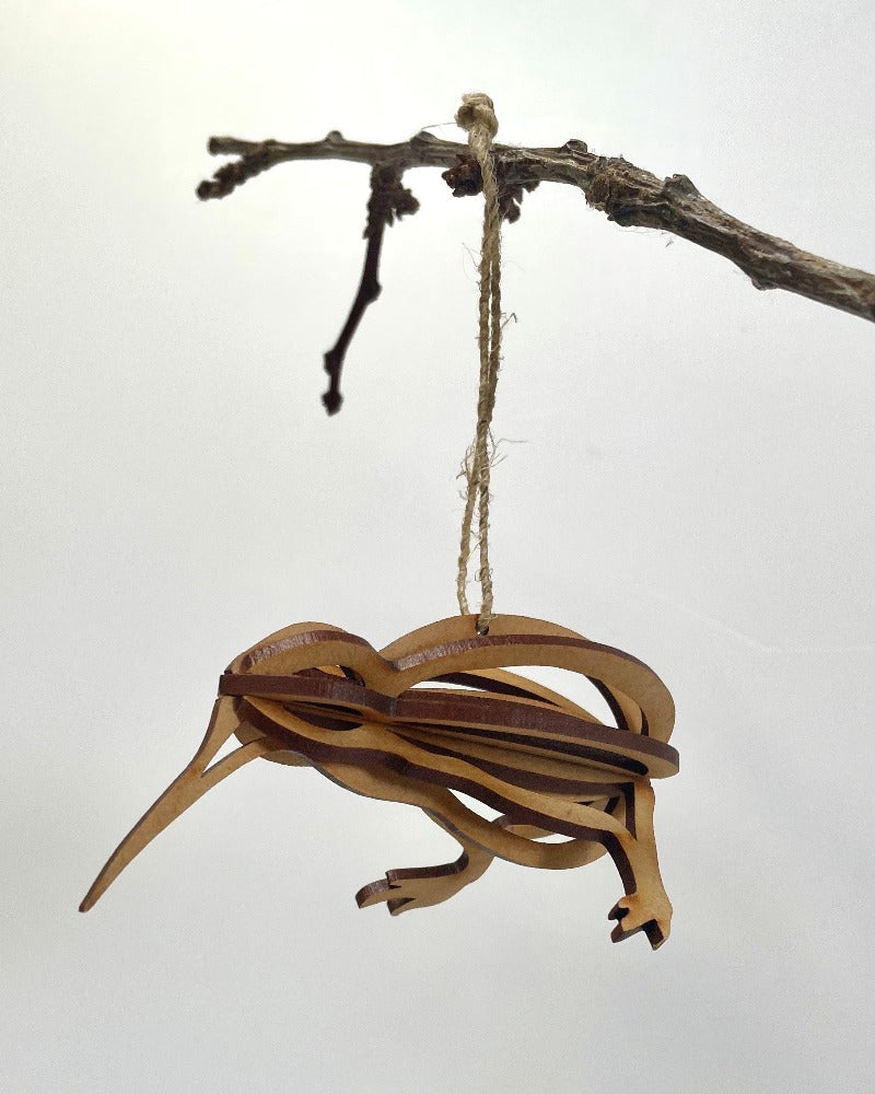 3D hanging wooden decoration, Kiwi, Designcraft, NZ made, The Fantail House