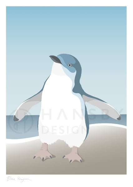 The Fantail House, NZ Made,  Cathy Hansby, Contemporary Art Prints, Seabirds, Blue Penguin