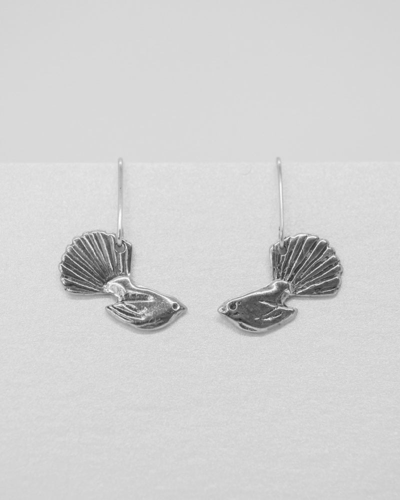 The Fantail House, Made in NZ, Stone Arrow, Fantail Earrings, Recycled Silver