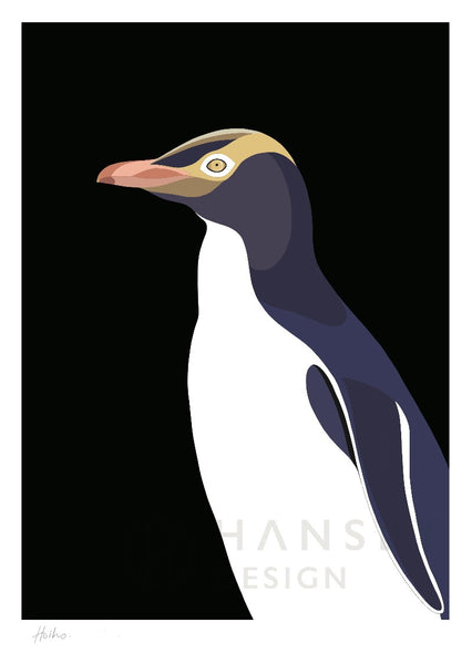 The Fantail House, NZ Made,  Cathy Hansby, Contemporary Art Prints, Seabirds, Yellow Eyed Penguin