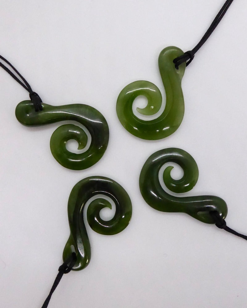 Greenstone - Pounamu Pendant - Hei Matau & Koru – The Fantail House