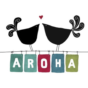 Greeting Card, NZ made, Red Ink Design, Aroha, Love on the Line, Fantail House