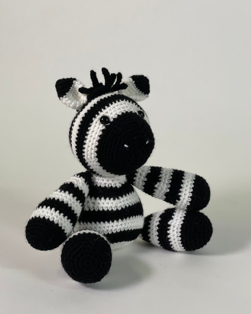 The Fantail House, Zebra, Soft Toy, Hand knitted, Made in NZ, Aotearoa